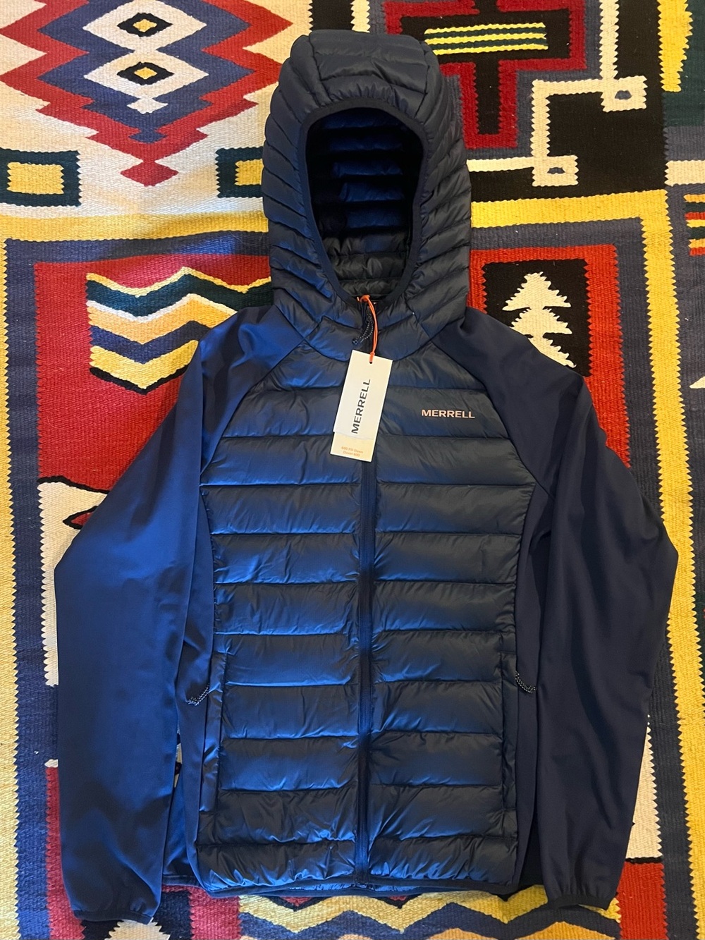 Merrell Men's Navy Hooded Hybrid Puffer Jacket